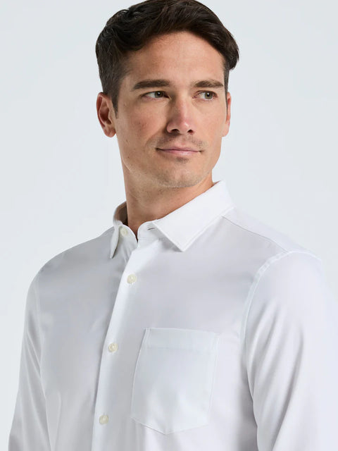 Perry Ellis Men's White Untucked Total Stretch Slim Fit Solid Shirt | Perry Ellis In Lebanon
