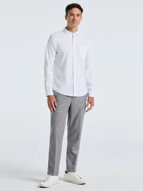 Perry Ellis Men's White Untucked Total Stretch Slim Fit Solid Shirt | Perry Ellis In Lebanon