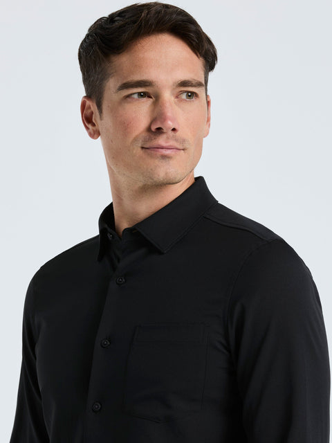 Perry Ellis Men's Black Untucked Total Stretch Slim Fit Solid Shirt | Perry Ellis In Lebanon