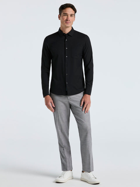 Perry Ellis Men's Black Untucked Total Stretch Slim Fit Solid Shirt | Perry Ellis In Lebanon