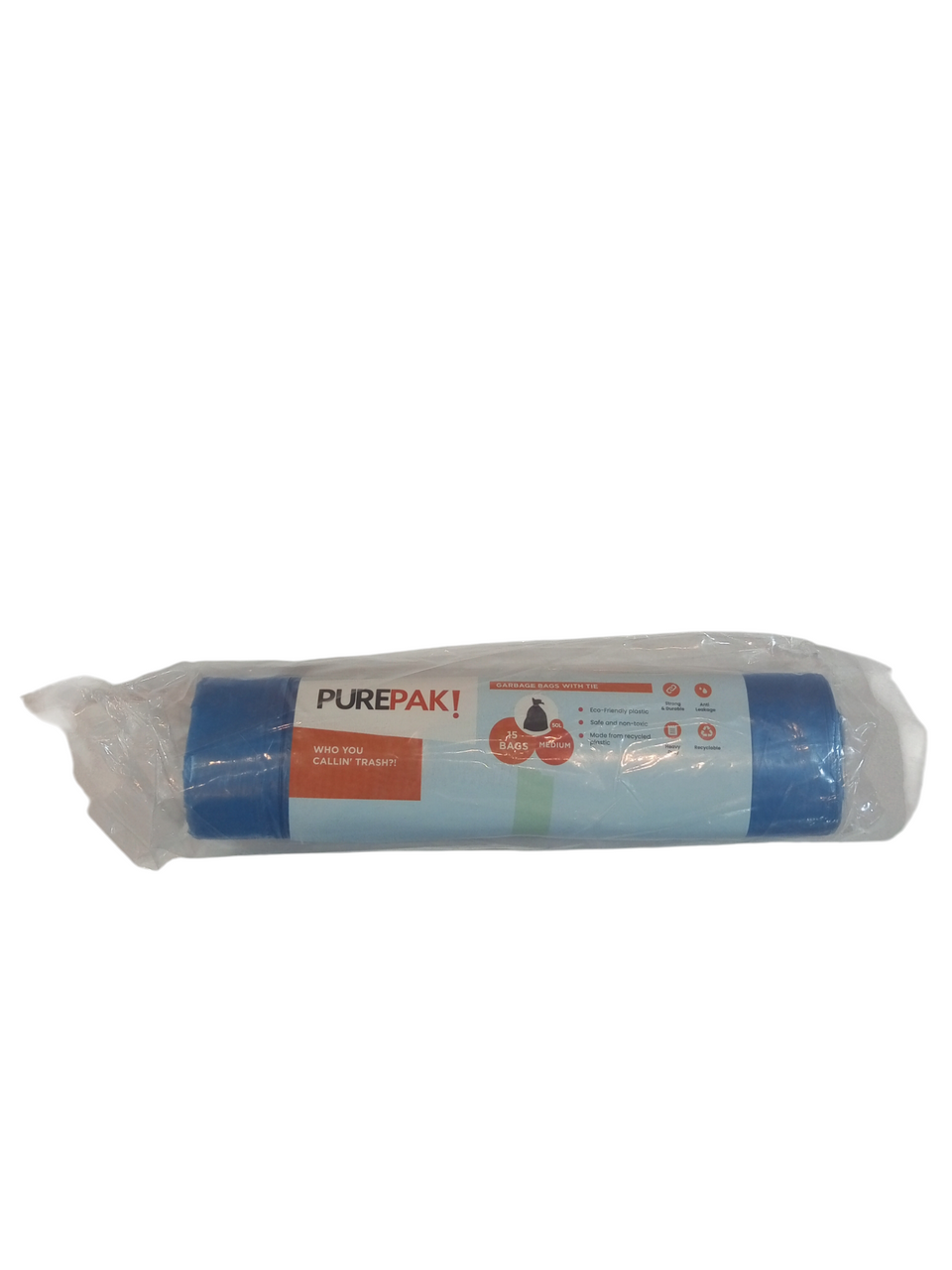 Purepak Trash Bag Blue with Tie 15 Bags | Purepak In Lebanon