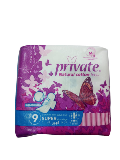 Private Maxi Pocket Super 9 Pads Natural Cotton Feel | Private In Lebanon