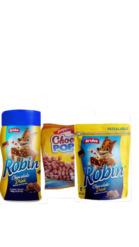Aruba Robin Chocolate Drink 450g + Aruba Robin Chocolate Drink 200g + Poppins Corn Flakes 180g | Aruba In Lebanon