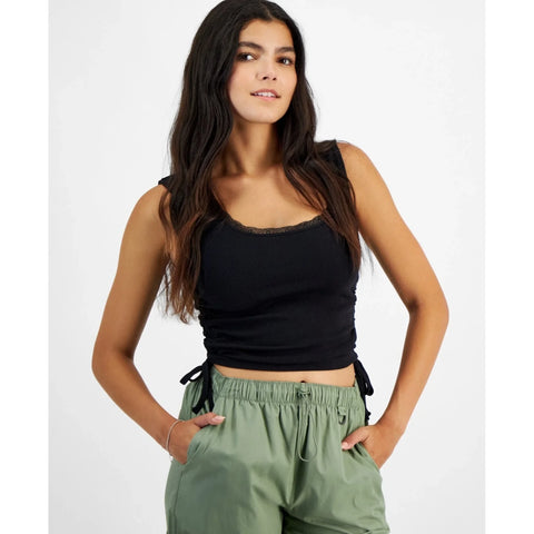 Planet Heart Women's Black Juniors' Seamless Side-Tie Tank Top | Planet Heart In Lebanon