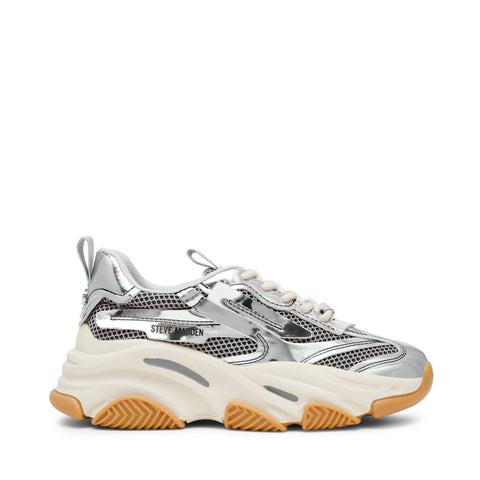 Steve Madden Women's Silver/Black Possession-E Sneakers | Steve Madden In Lebanon