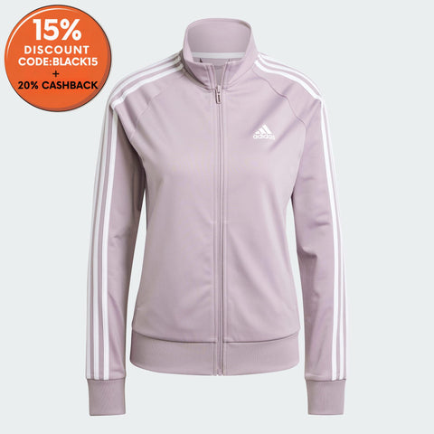 Adidas Women's Light Purple Essential Warm Up 3 Stripes Jacket |Adidas In Lebanon