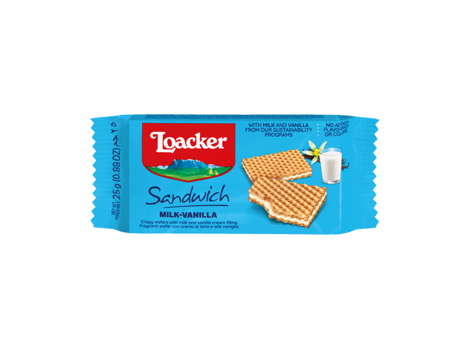 Loacker Sandwich Milk-Vanilla Wafer 25g | Loacker In Lebanon