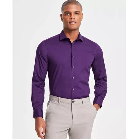 Alfani Men's Dark Purple Slim-Fit Solid Dress Shirt | Alfani In Lebanon