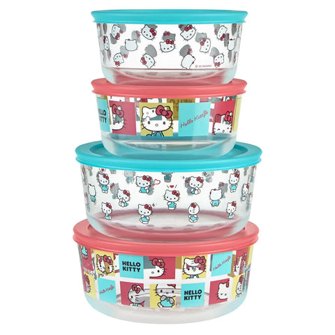 Pyrex Hello Kitty 8 Piece Glass Food Storage Set |Pyrex In Lebanon