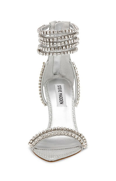 Steve Madden Women's Silver Bonjour Pewter Heeled Sandals | Steve Madden In Lebanon