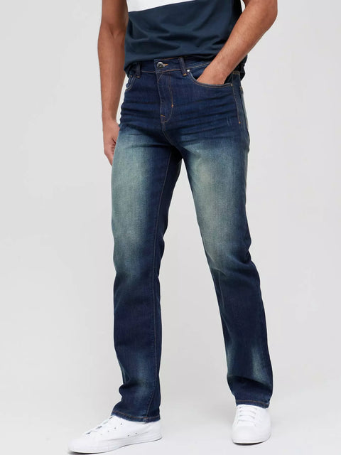 Very Man Men's Navy Blue Straight With Stretch Jeans QEMPW FE528(SHR)