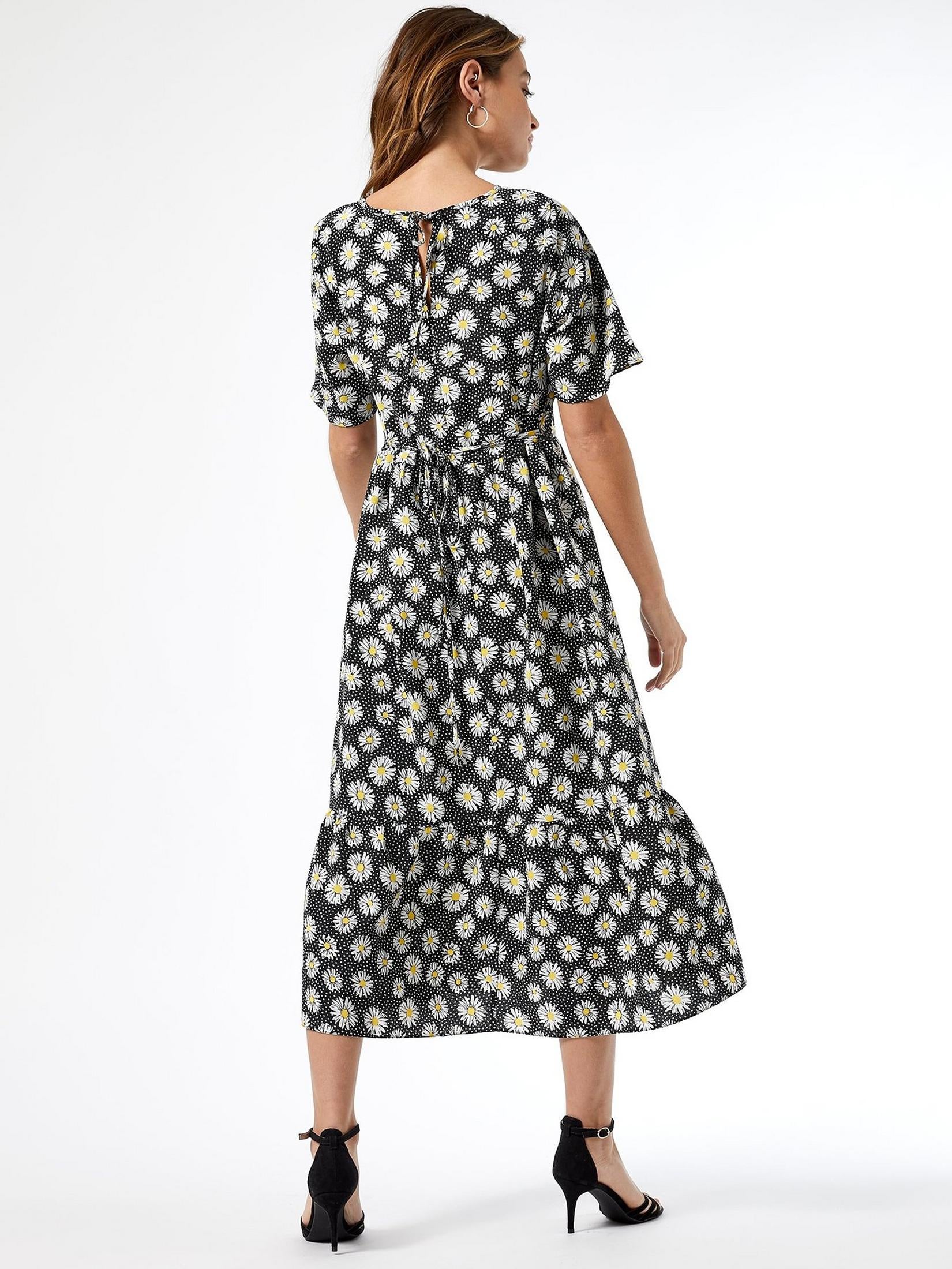 Dorothy Perkins Women's Black Daisy Spot Midi Dress | Dorothy Perkins In Lebanon