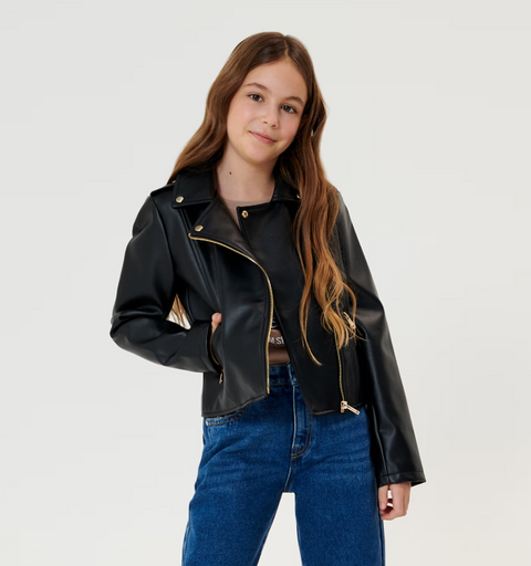 Sinsay Girl's Black Leather Jacket | Sinsay In Lebanon