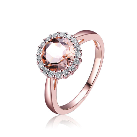 Genevive Women's Sterling Silver Rose Gold Plated Morganite Cubic Zirconia Promise Ring | Genevive In Lebanon