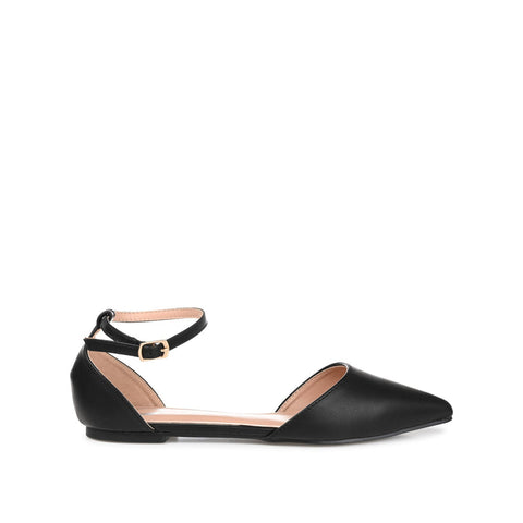 Journee Collection Women's Black Leather Reba Flat |Journee Collection In Lebanon