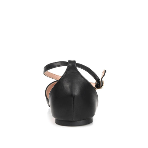 Journee Collection Women's Black Leather Reba Flat |Journee Collection In Lebanon