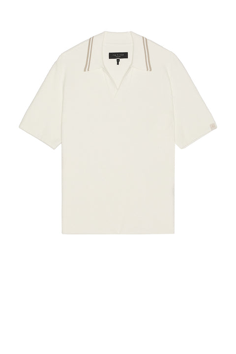 Rag & Bone Men's Off White Rib Johnny Polo Neck T-Shirts | Rag & Bone In Lebanon