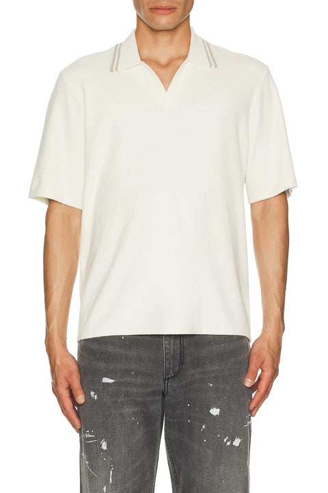 Rag & Bone Men's Off White Rib Johnny Polo Neck T-Shirts | Rag & Bone In Lebanon