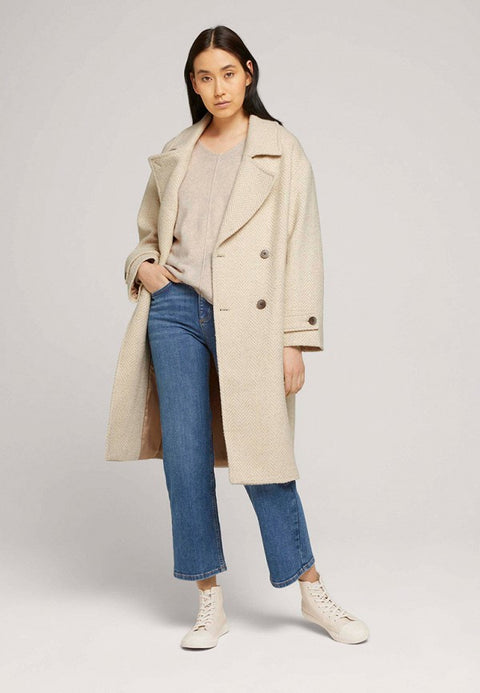 Tom Tailor Women's Beige Wool Coat | Tom Tailor In Lebanon