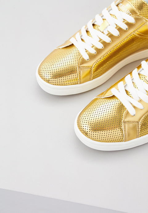 Trussardi Jeans Women's Gold Logo Ecoleather Sneakers |Trussardi Jeans In Lebanon