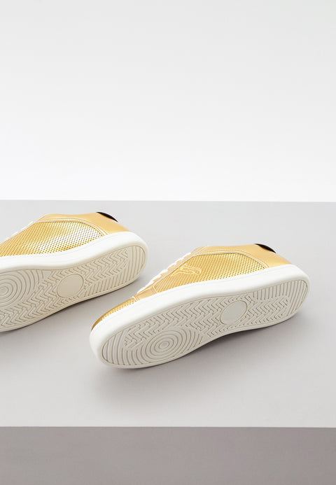 Trussardi Jeans Women's Gold Logo Ecoleather Sneakers |Trussardi Jeans In Lebanon
