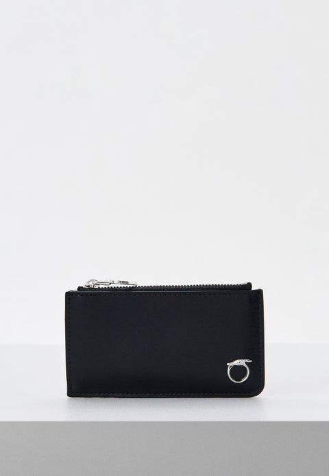 Trussardi Men's Black Leather Argo Zipper Card Holder Wallet |Trussardi In Lebanon