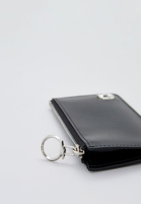 Trussardi Men's Black Leather Argo Zipper Card Holder Wallet |Trussardi In Lebanon
