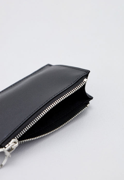 Trussardi Men's Black Leather Argo Zipper Card Holder Wallet |Trussardi In Lebanon