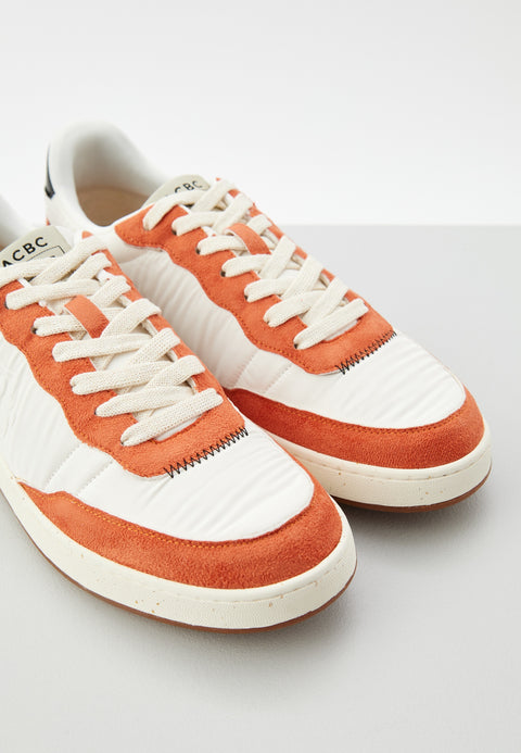 ACBC Men's White & Orange Shacbemm Evergreen Multimaterial Sneakers | ACBC In Lebanon