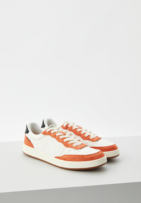ACBC Men's White & Orange Shacbemm Evergreen Multimaterial Sneakers | ACBC In Lebanon
