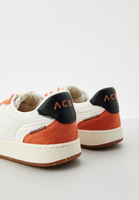 ACBC Men's White & Orange Shacbemm Evergreen Multimaterial Sneakers | ACBC In Lebanon