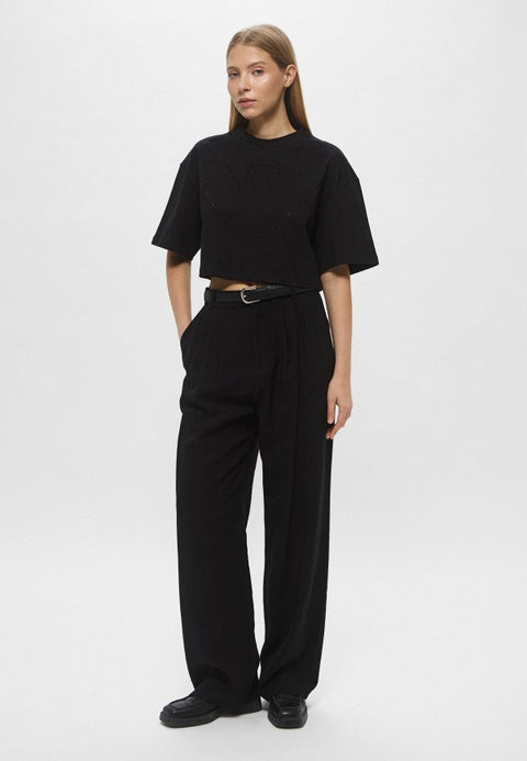 Emporio Armani Women's Black Logo-Embellished  T-shirt | Emporio Armani in Lebanon