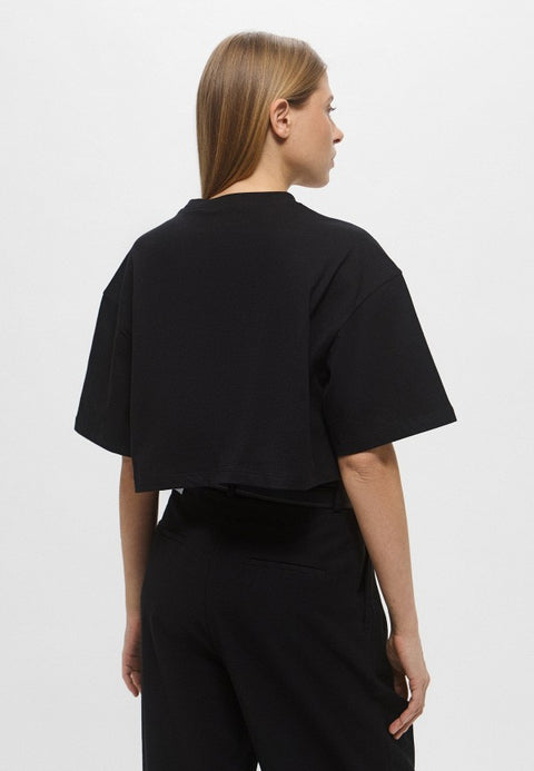 Emporio Armani Women's Black Logo-Embellished  T-shirt | Emporio Armani in Lebanon
