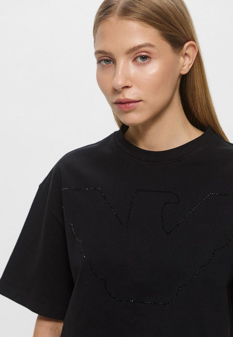 Emporio Armani Women's Black Logo-Embellished  T-shirt | Emporio Armani in Lebanon