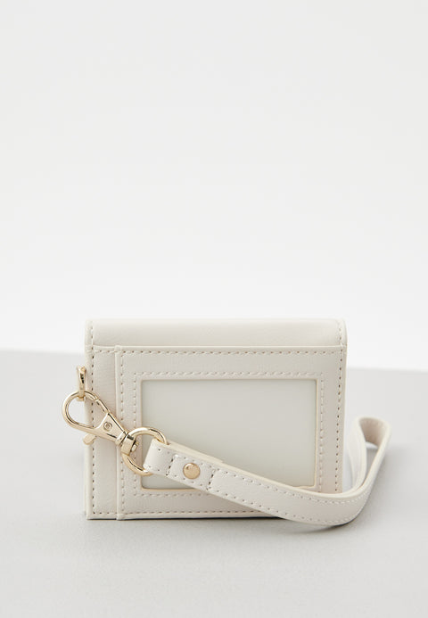 Trussardi Women's White Leather Peony Card Holder Wallet |Trussardi In Lebanon