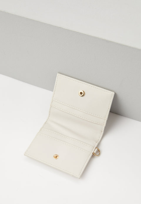 Trussardi Women's White Leather Peony Card Holder Wallet |Trussardi In Lebanon
