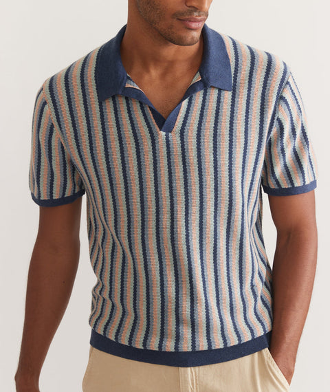 Marine Layer Men's Multicolor Liam Polo Cool Multi Stripe |Marine Layer In Lebanon