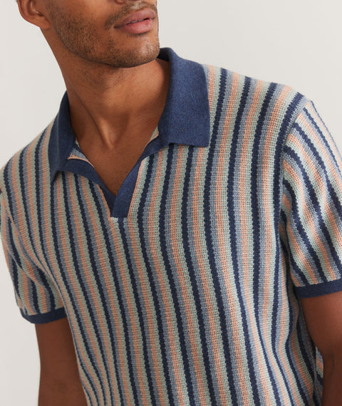 Marine Layer Men's Multicolor Liam Polo Cool Multi Stripe |Marine Layer In Lebanon
