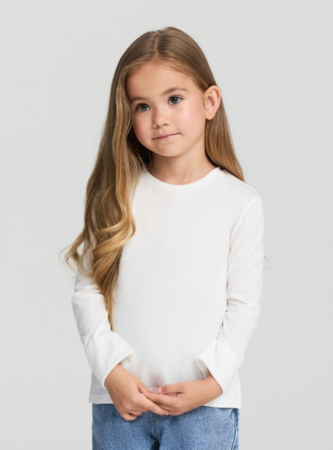 Ativo Girl's White Round Neck Long Sleeve Blouse | Ativo In Lebanon