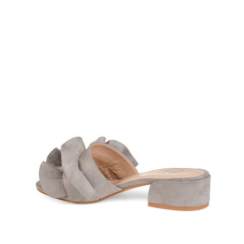 Journee Collection Women's Gray Faux Suede Sabica Mule Block Ruffled Sandals | Journee Collection In Lebanon