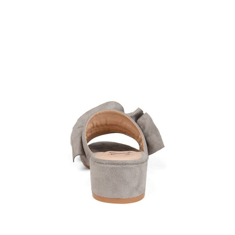 Journee Collection Women's Gray Faux Suede Sabica Mule Block Ruffled Sandals | Journee Collection In Lebanon