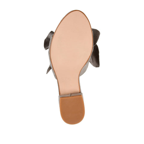 Journee Collection Women's Gray Faux Suede Sabica Mule Block Ruffled Sandals | Journee Collection In Lebanon