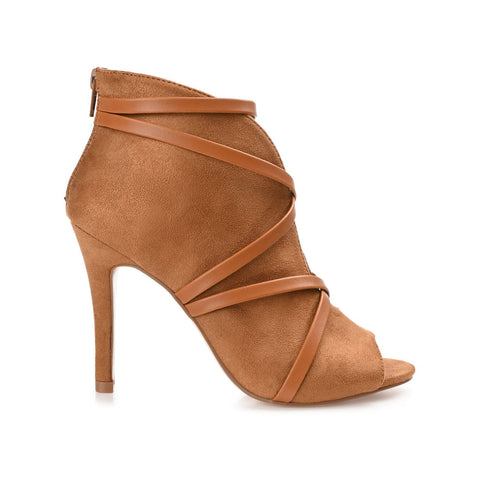 Journee Collection Women's Cognac Faux Suede Samara Stiletto Heeled Booties | Journee Collection In Lebanon
