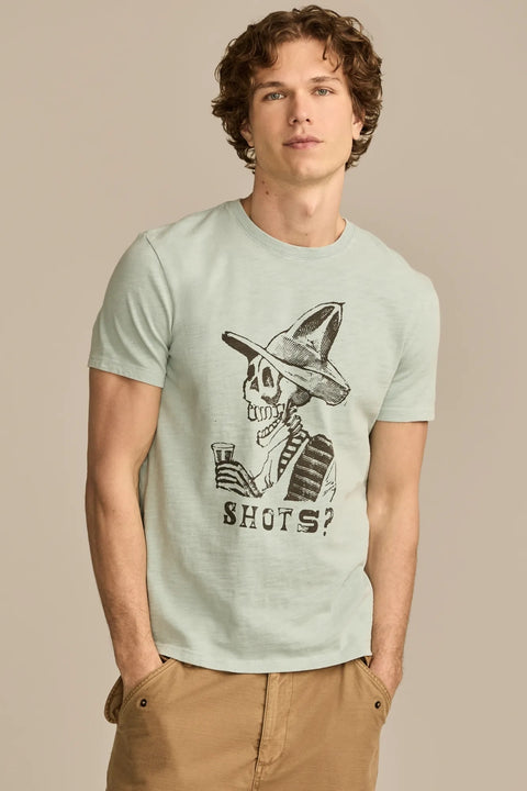 Lucky Brand Men's Gray mist Shots Skeleton Short Sleeve T-Shirt | Lucky Brand In Lebanon