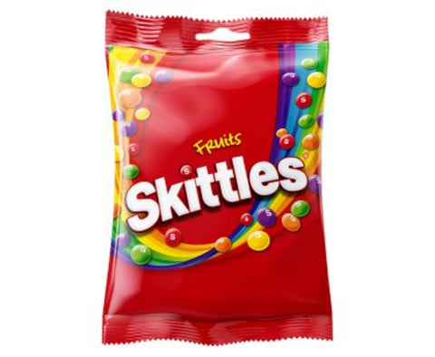 Skittles candy package with colorful design on a white background