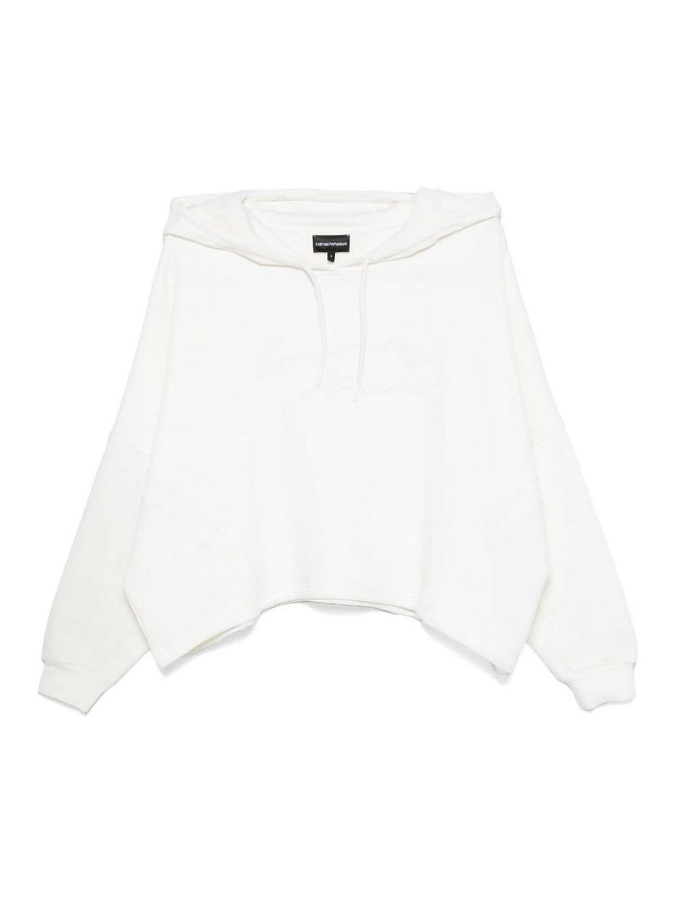 Emporio Armani Women's White Chest Logo Print Cotton Hoodie|Emporio Armani In Lebanon
