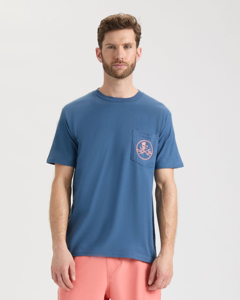 Salt Life Men's Washed Navy Skull and Poles Short Sleeve T-Shirt | Salt Life In Lebanon