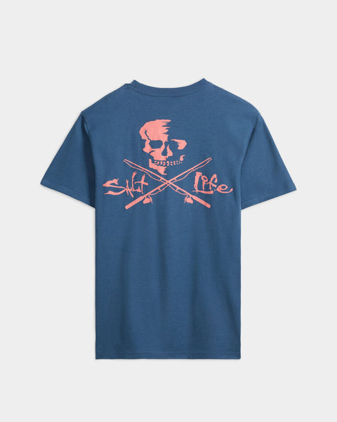 Salt Life Men's Washed Navy Skull and Poles Short Sleeve T-Shirt | Salt Life In Lebanon