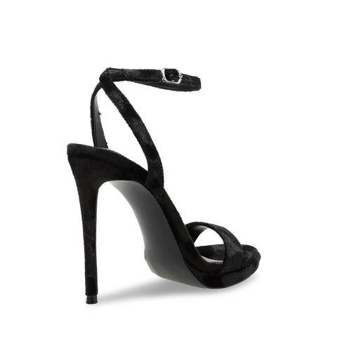 Steve Madden Women's Black Velvet Wordly Heeled Sandal |Steve Madden In Lebanon