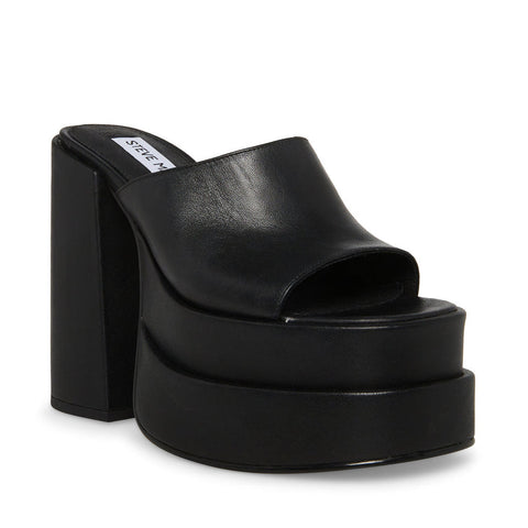 Steve Madden Women's Black Leather Cagey Sandals | Steve Madden In Lebanon